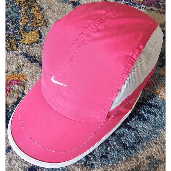Nike Golf Panel Hat Adjustable Hook & Loop Pink White Mesh...